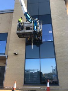 curtain wall glass replacement at height