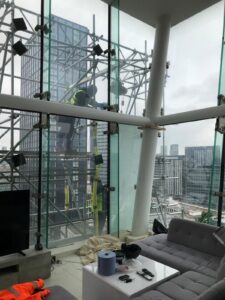 Broken penthouse glazing